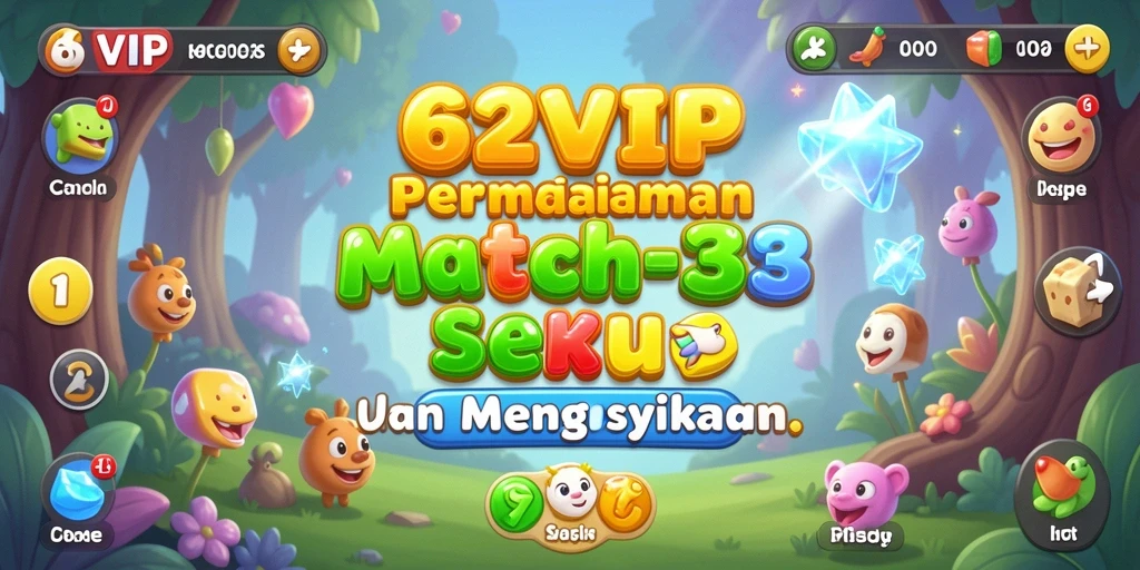 Tampilan gameplay seru dari 62VIP, permainan Match-3 yang mengasyikkan.