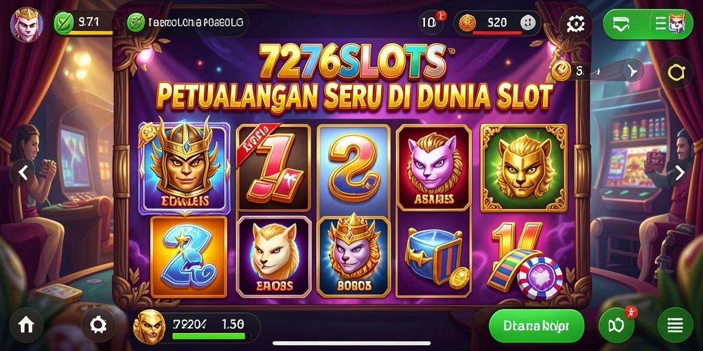 Screenshot gameplay 7276SLOTS menampilkan petualangan seru saat bermain slot.