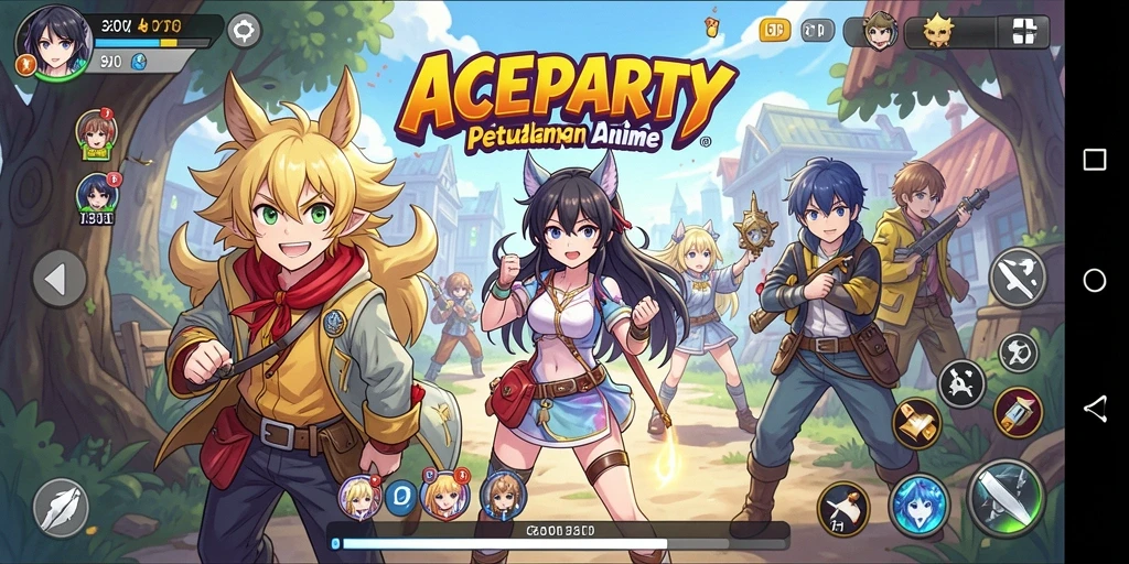 Screenshot gameplay ACEPARTY menampilkan aksi seru dalam dunia Anime.