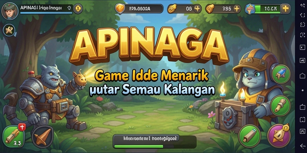 Screenshot utama APINAGA menunjukkan gameplay yang seru dan menarik.