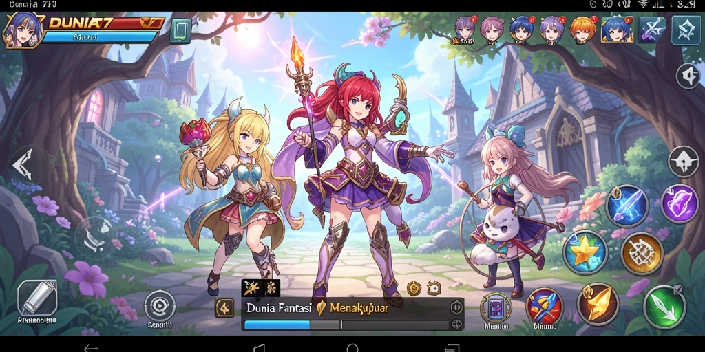 Tampilan gameplay DUNIA77 dengan karakter anime yang menakjubkan.