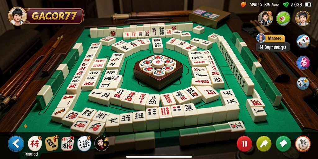 Tampilan gameplay menarik dari GACOR77 yang menunjukkan aksi Mahjong seru.