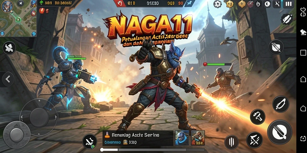 Tampilan gameplay NAGA11 yang penuh aksi dan seru.