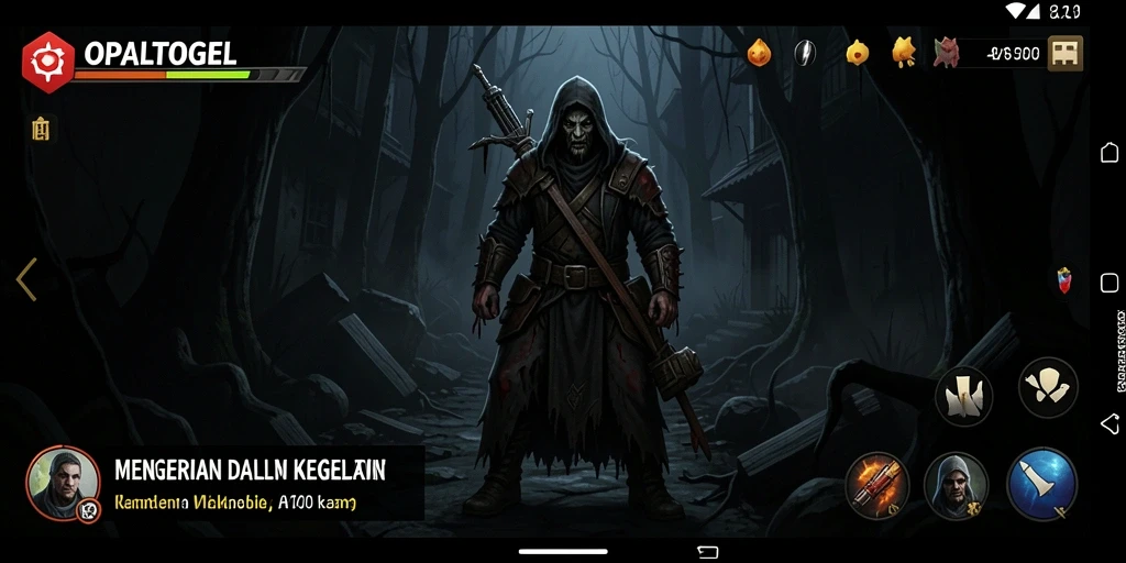 Tampilan gameplay menakutkan dari OPALTOGEL ketika karakter menghadapi makhluk horor.
