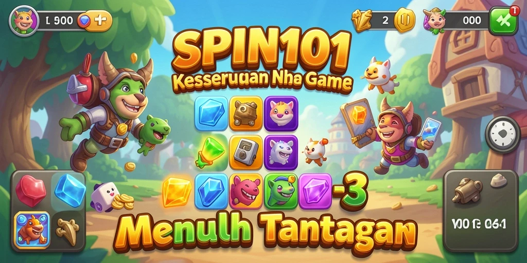 Tampilan menarik dari gameplay Match-3 yang seru.
